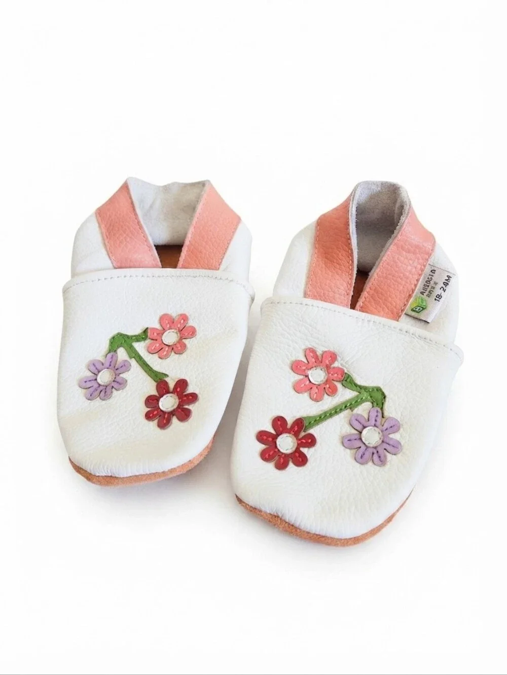 Augusta Baby Leather Floral Soft Sole Moccasins (Size 18-24M)